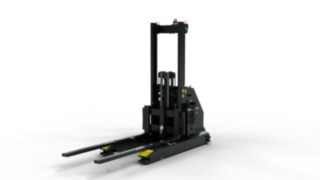 I-MATIC AS od společnosti Linde Material Handling je automatizovaný vysokozdvižný vozík s roztahovacími rameny.