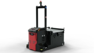 Přepravní vozík bez řidiče I-MATIC CT core od společnosti Linde Material Handling s přepravní plošinou pro automatickou nakládku a vykládku