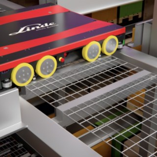 Vozík paletového regálového shuttle systému S-MATIC cube od společnosti Linde Material Handling